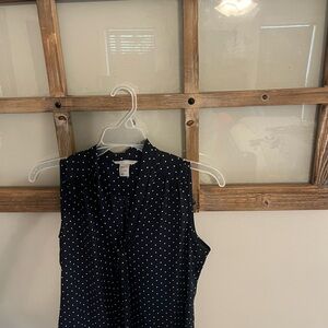 H&M Dark Blue Polka Dot Top